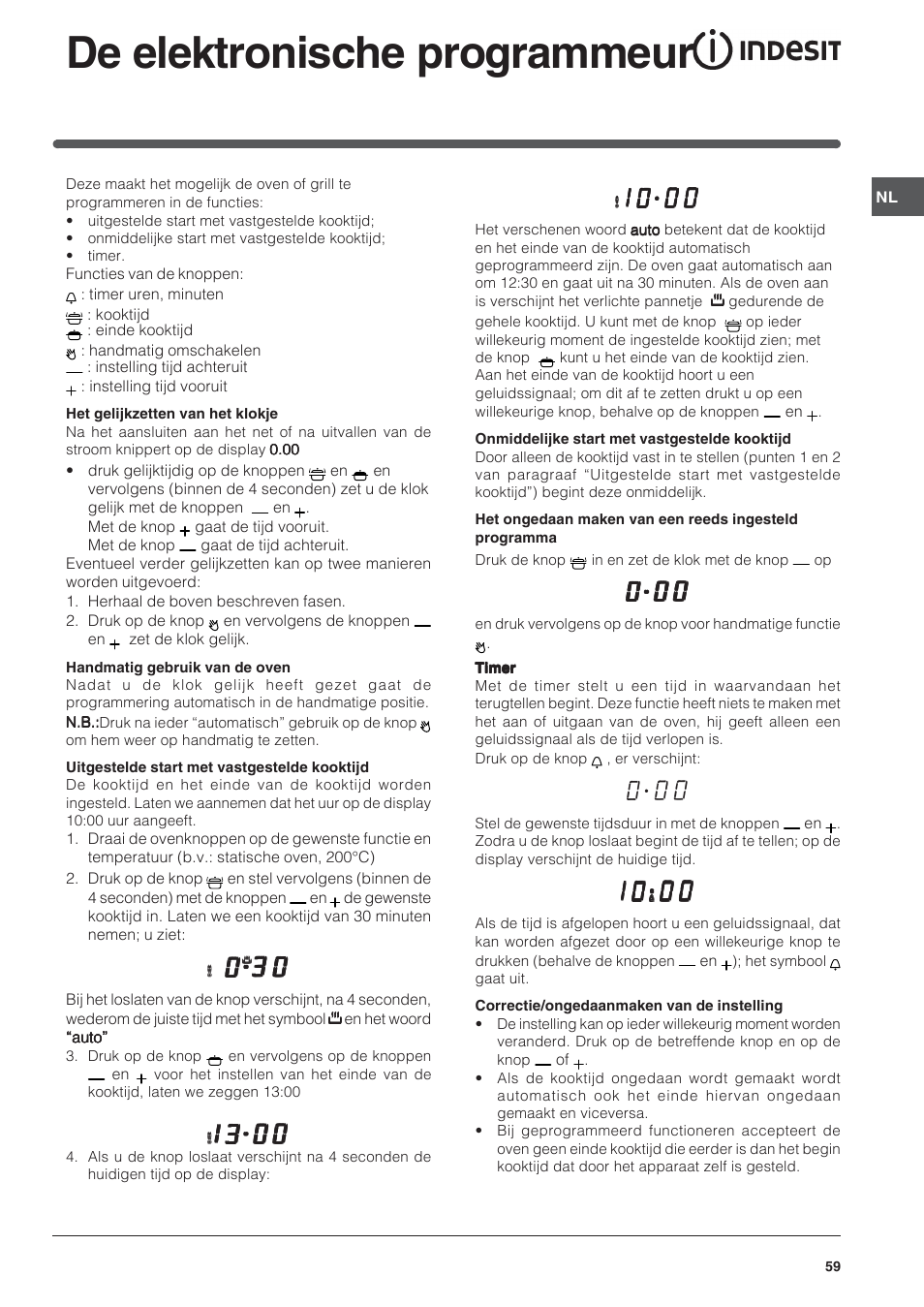 De elektronische programmeur | Indesit FI-20.A-(WH)-1-(SP) User Manual | Page 59 / 72