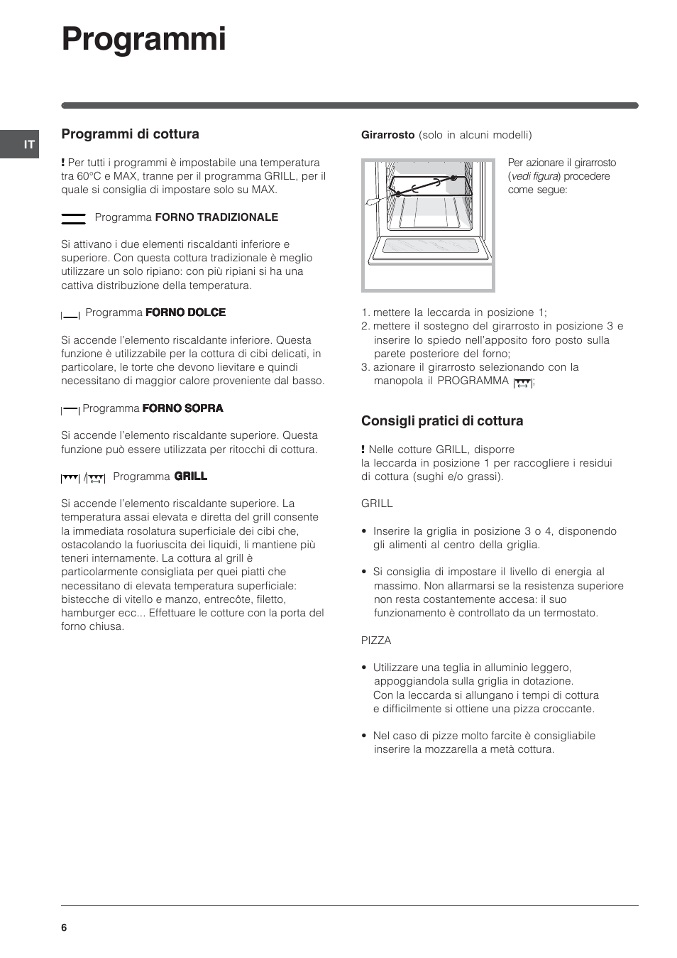 Programmi | Indesit FI-20.A-(WH)-1-(SP) User Manual | Page 6 / 72