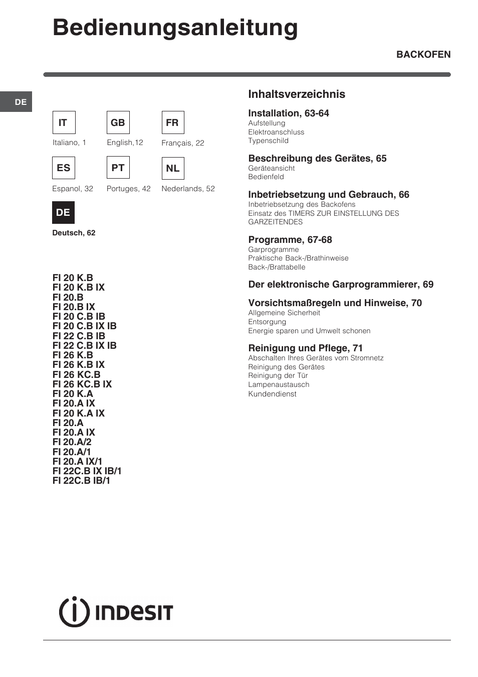 Indesit FI-20.A-(WH)-1-(SP) User Manual | Page 62 / 72