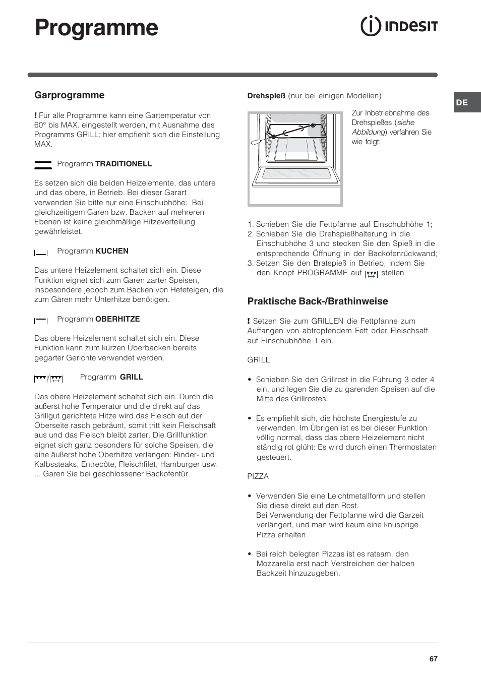 Programme | Indesit FI-20.A-(WH)-1-(SP) User Manual | Page 67 / 72