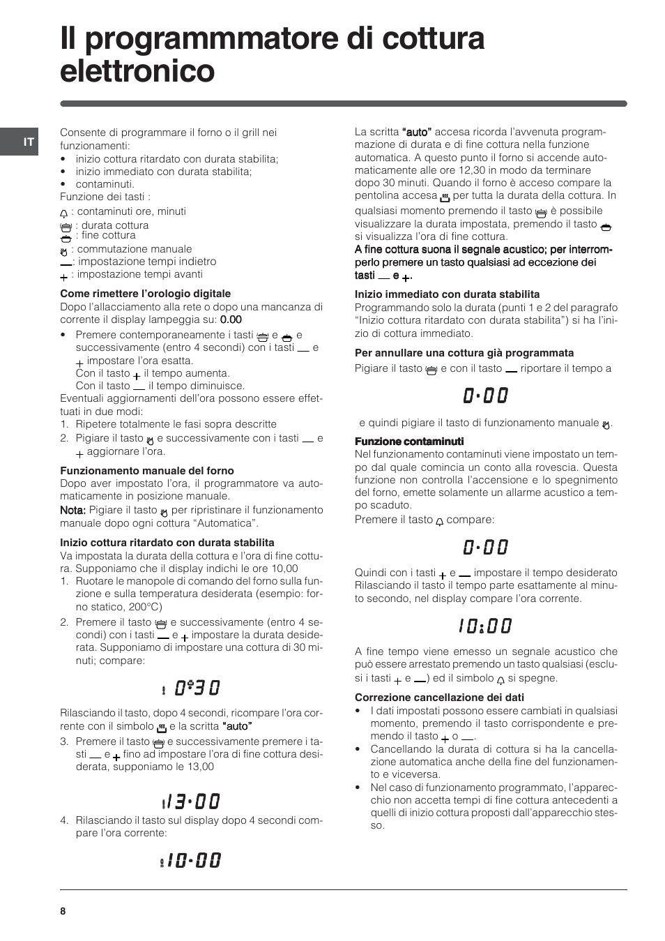 Il programmmatore di cottura elettronico | Indesit FI-20.A-(WH)-1-(SP) User Manual | Page 8 / 72