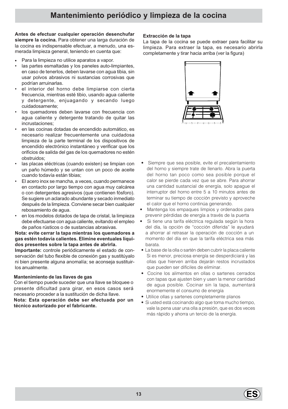 Mantenimiento periódico y limpieza de la cocina | Indesit KN1G2S(XW)-E User Manual | Page 13 / 28