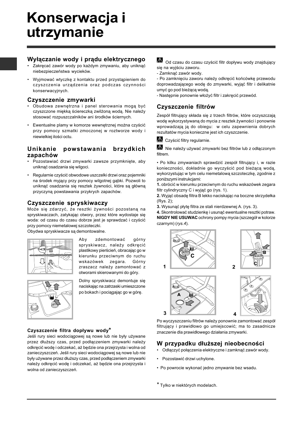 Konserwacja i utrzymanie | Indesit DFP-2631M-EU User Manual | Page 70 / 84