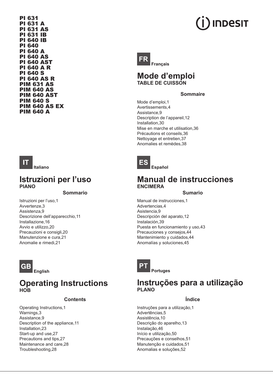 Indesit PIM-640-S-(IX) User Manual | 88 pages