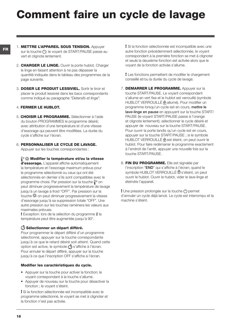 Comment faire un cycle de lavage | Indesit IWE-81282-B-C-ECO-EU User Manual | Page 18 / 60