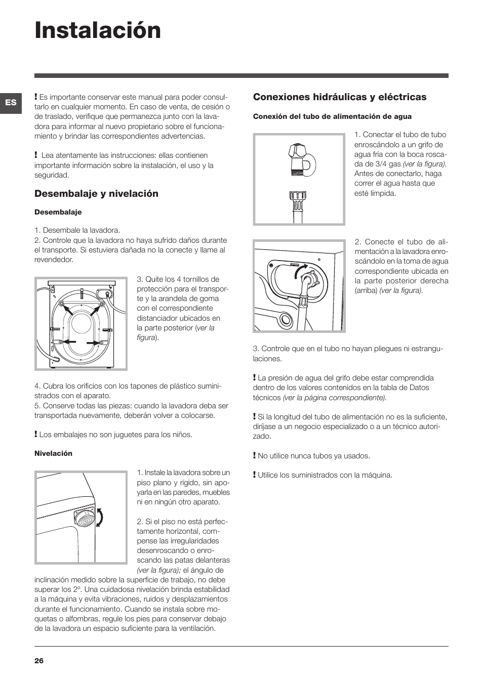 Instalación | Indesit IWE-81282-B-C-ECO-EU User Manual | Page 26 / 60