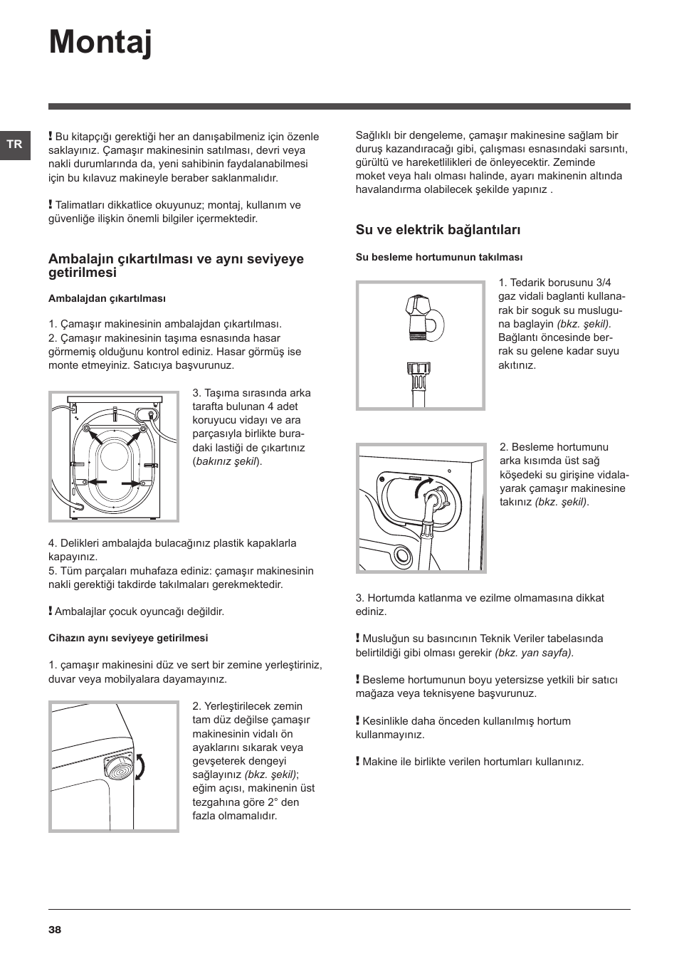 Montaj | Indesit IWE-81282-B-C-ECO-EU User Manual | Page 38 / 60