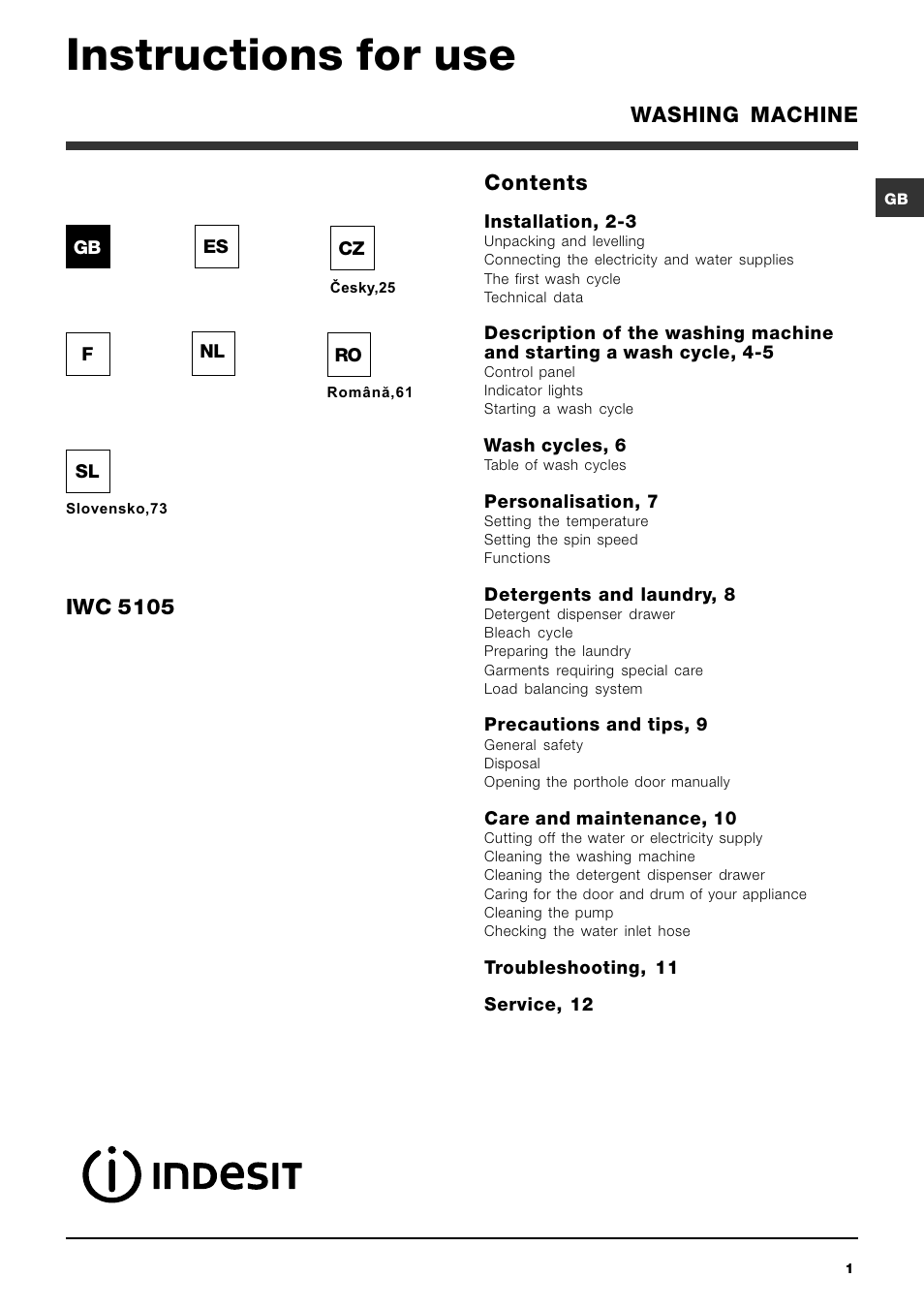 Indesit IWC-5105-(EU) User Manual | 84 pages