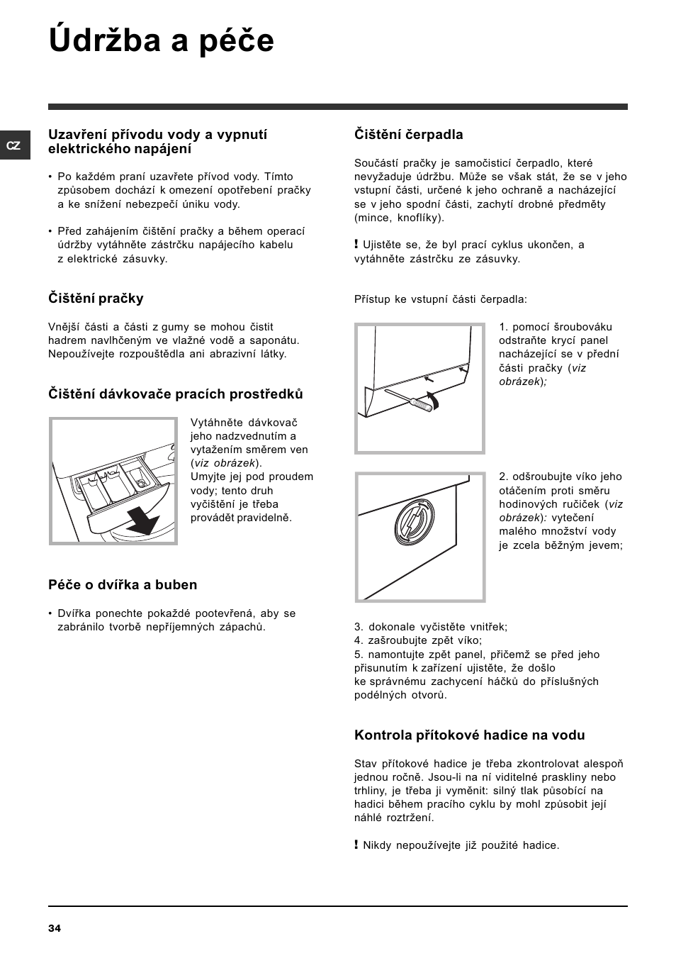 Údrba a péèe | Indesit IWC-5105-(EU) User Manual | Page 34 / 84