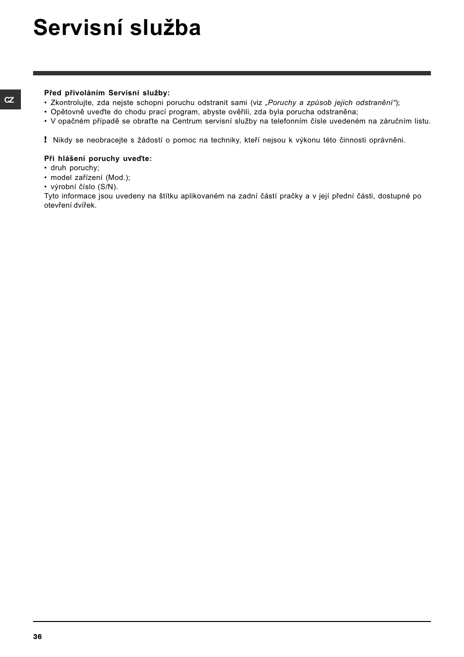 Servisní sluba | Indesit IWC-5105-(EU) User Manual | Page 36 / 84