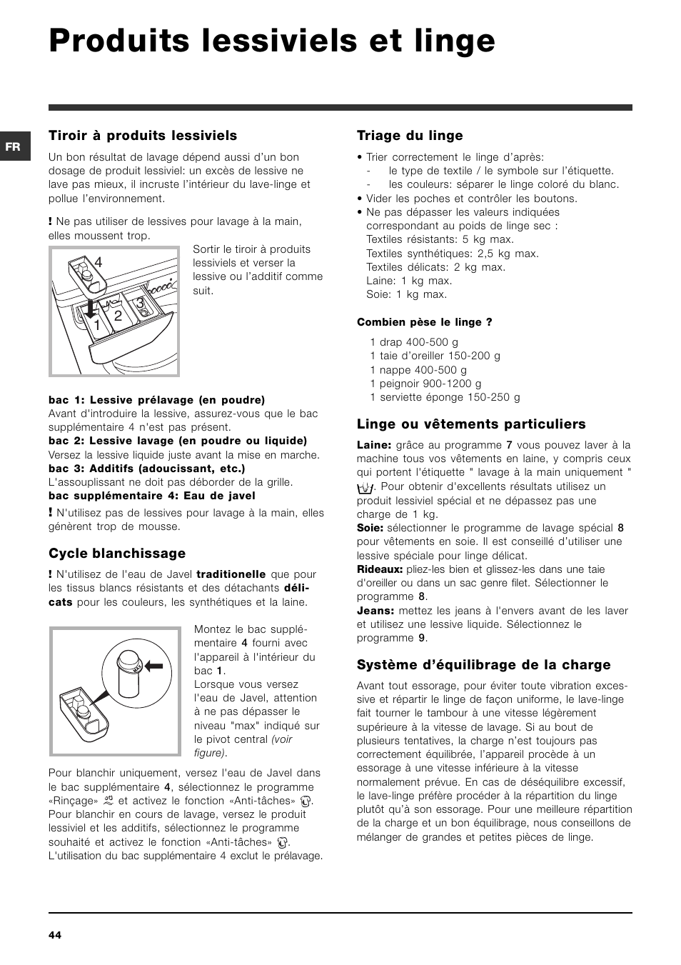 Produits lessiviels et linge | Indesit IWC-5105-(EU) User Manual | Page 44 / 84