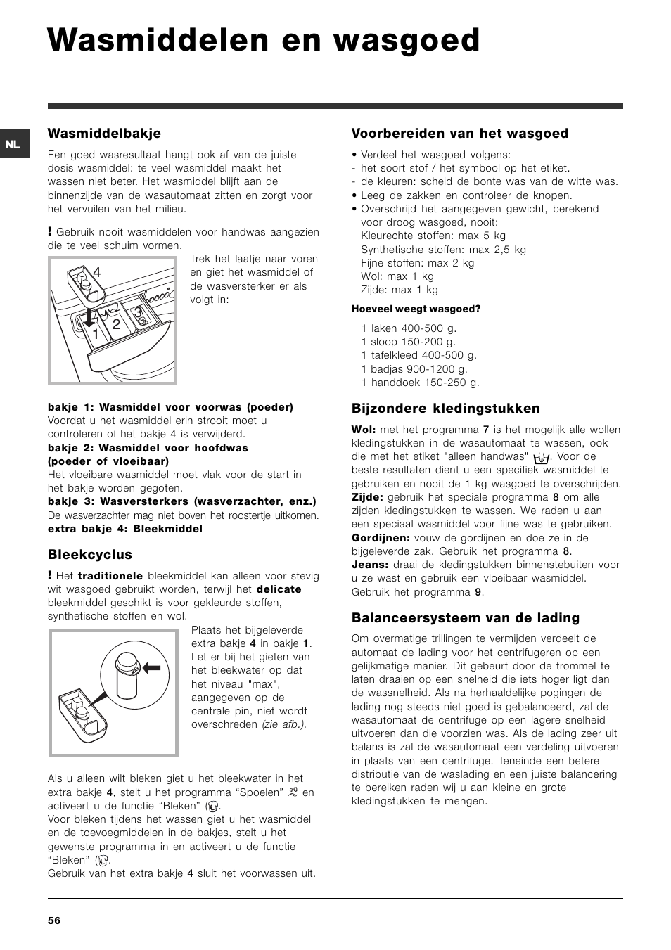 Wasmiddelen en wasgoed | Indesit IWC-5105-(EU) User Manual | Page 56 / 84