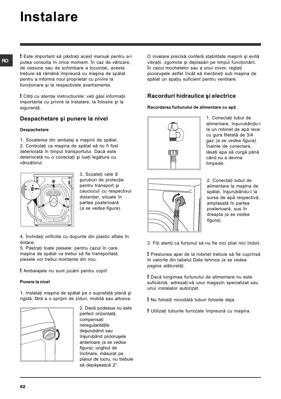 Instalare | Indesit IWC-5105-(EU) User Manual | Page 62 / 84