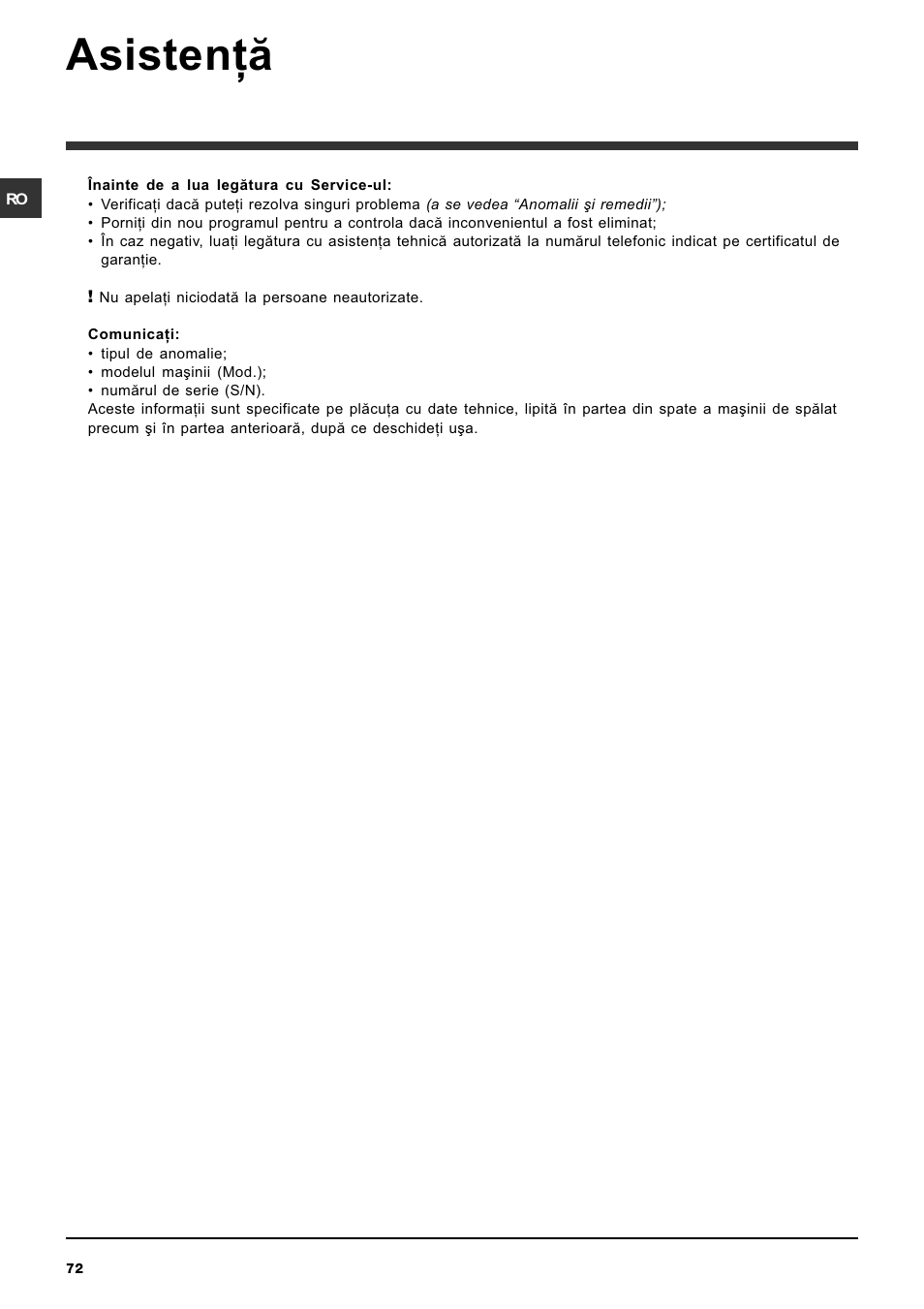 Asistenþã | Indesit IWC-5105-(EU) User Manual | Page 72 / 84