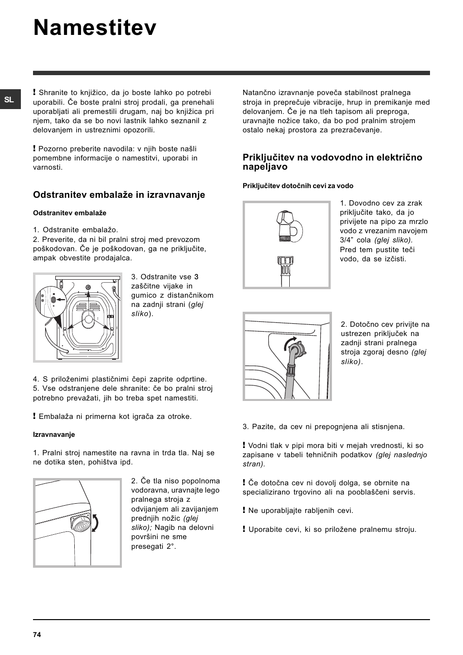 Namestitev | Indesit IWC-5105-(EU) User Manual | Page 74 / 84
