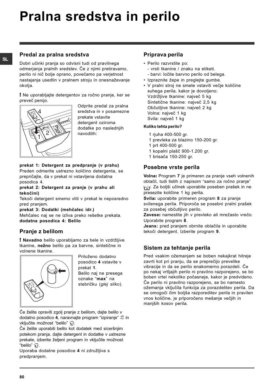 Pralna sredstva in perilo | Indesit IWC-5105-(EU) User Manual | Page 80 / 84