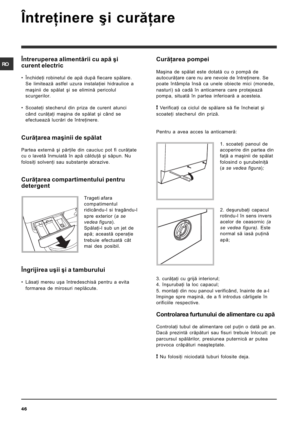 Întreþinere ºi curãþare | Indesit IWC-5085-(EU) User Manual | Page 46 / 72