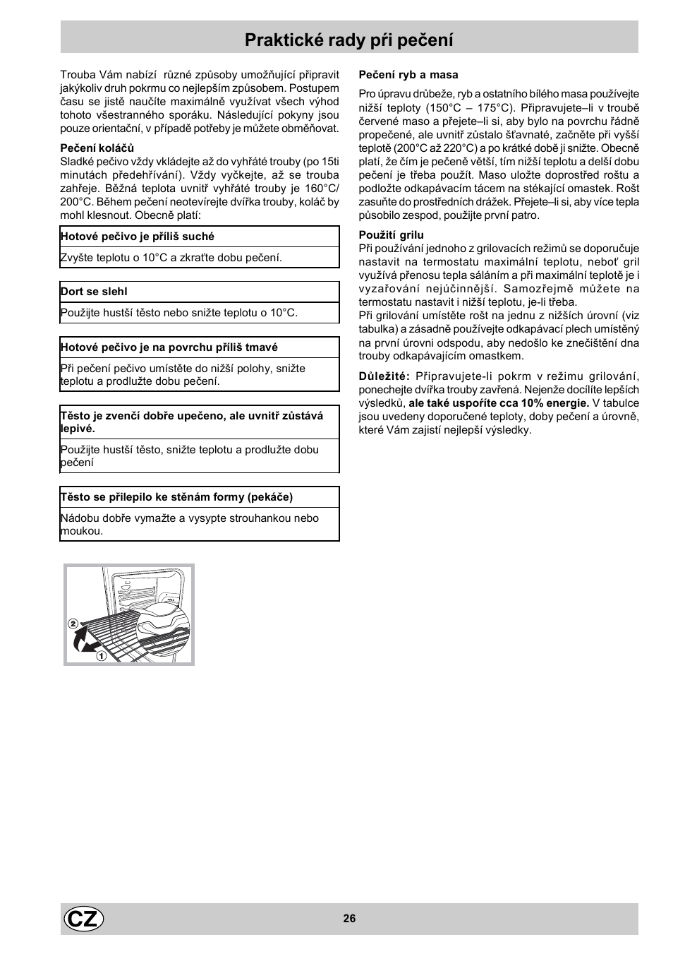 Praktické rady pŕi pečení | Indesit KN3C12A(W)-CZ-S User Manual | Page 26 / 76