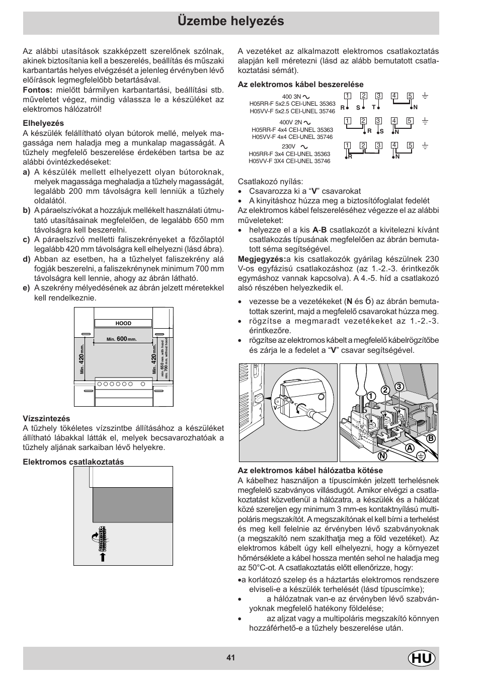 Üzembe helyezés | Indesit KN3C12A(W)-CZ-S User Manual | Page 41 / 76