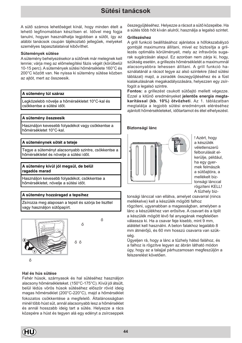 Sütési tanácsok | Indesit KN3C12A(W)-CZ-S User Manual | Page 44 / 76