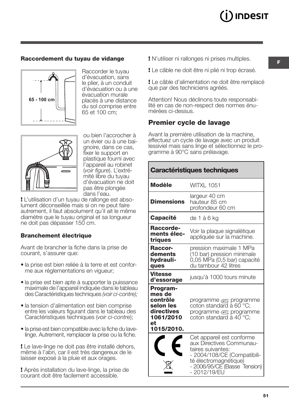 Indesit WITXL-1051-(EU) User Manual | Page 51 / 84