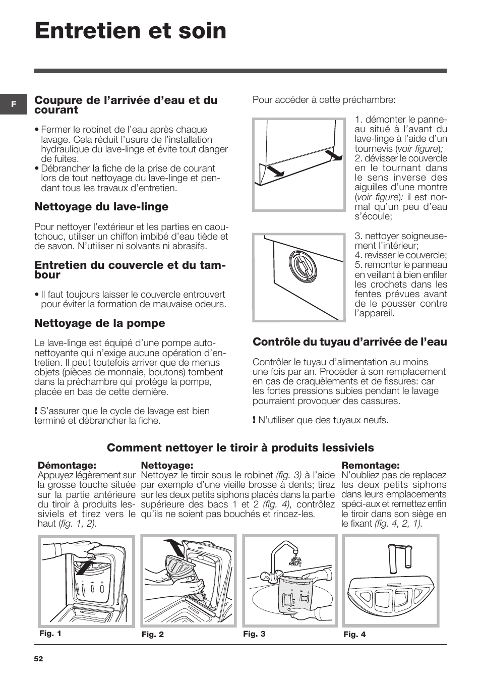 Entretien et soin | Indesit WITXL-1051-(EU) User Manual | Page 52 / 84