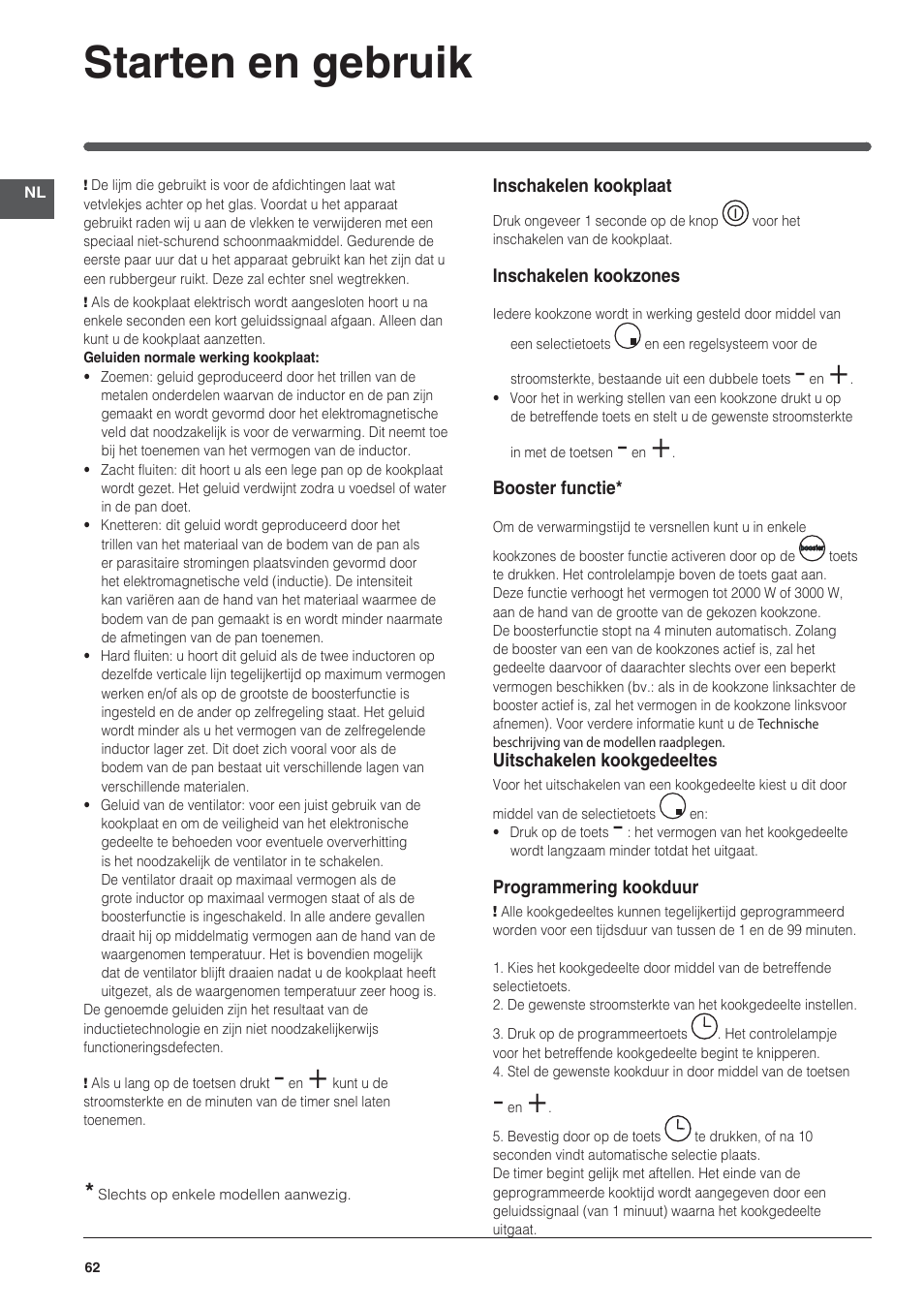 Starten en gebruik | Indesit VIC-641-X User Manual | Page 62 / 84