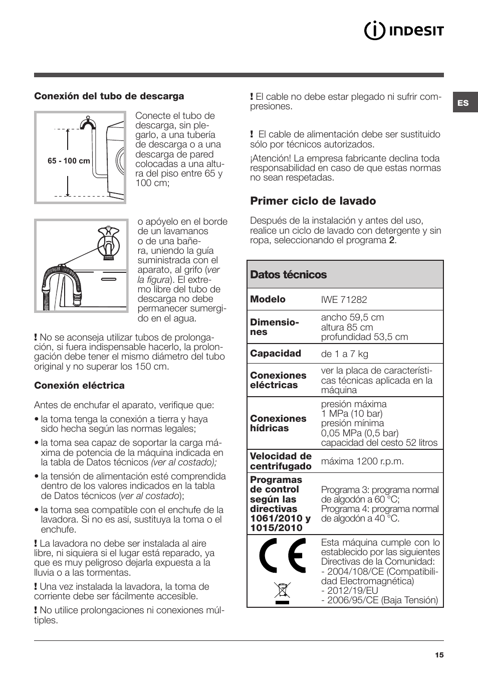 Indesit IWE-71282-ECO-(EU) User Manual | Page 15 / 60