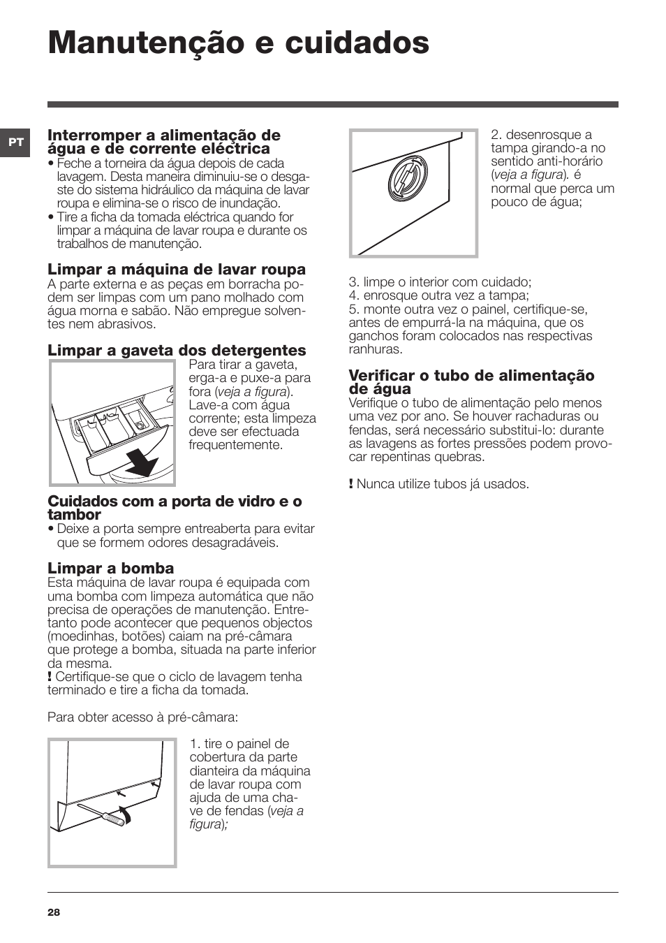 Manutenção e cuidados | Indesit IWE-71282-ECO-(EU) User Manual | Page 28 / 60