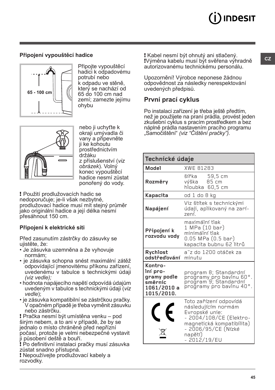 Indesit XWE-81283X-W-EU User Manual | Page 45 / 84