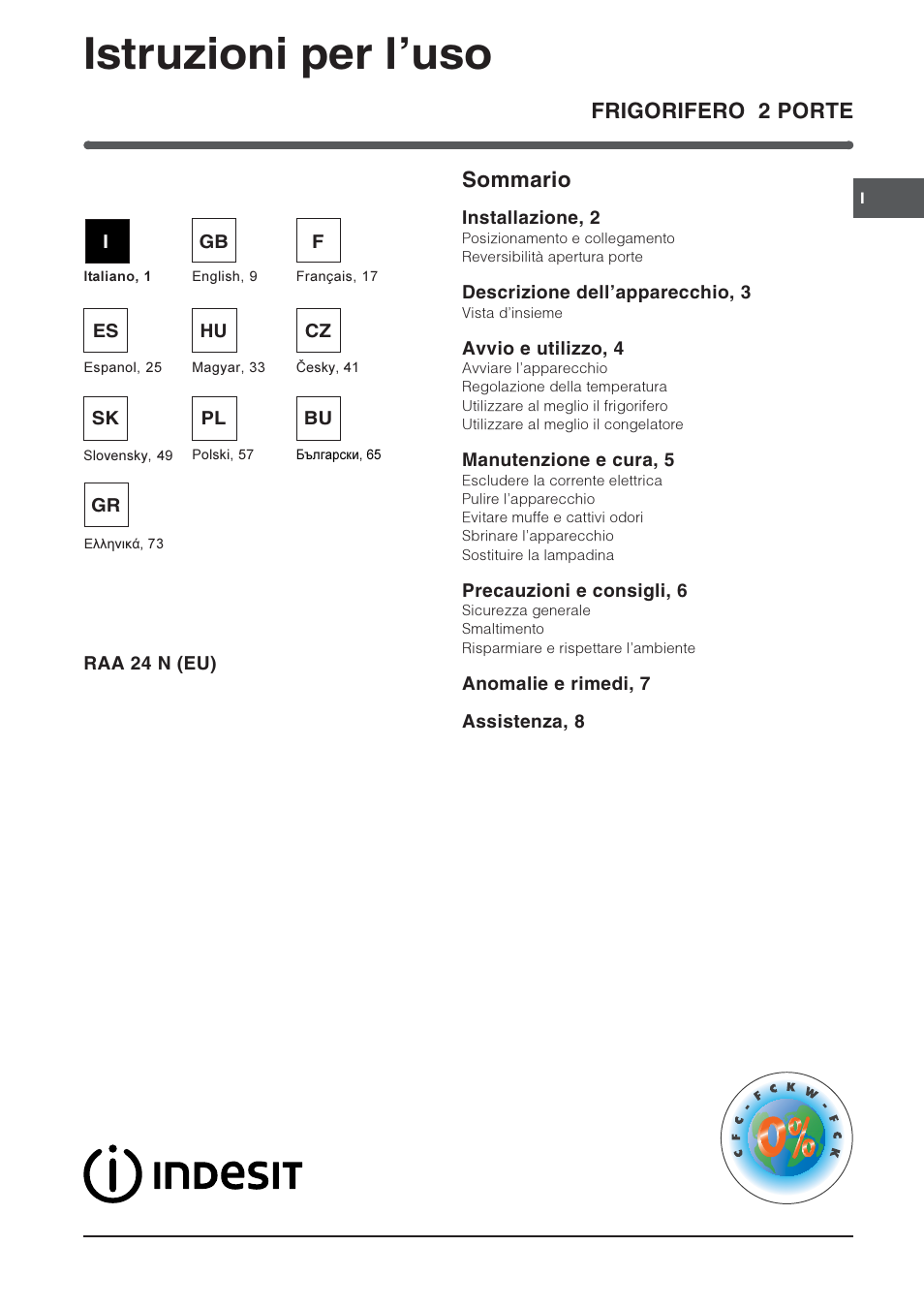 Indesit RAA-24-N-(EU) User Manual | 80 pages