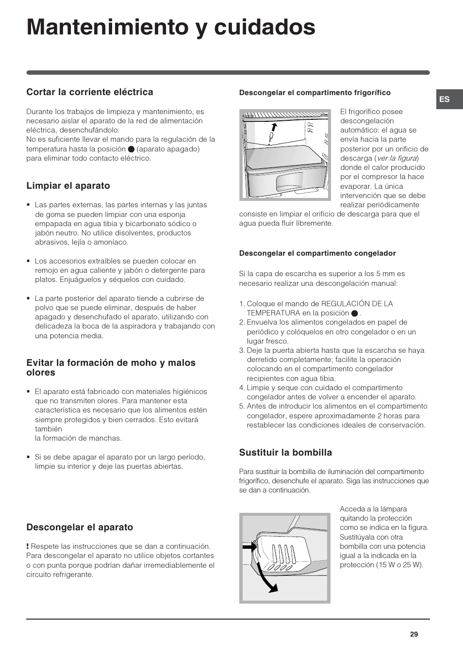 Mantenimiento y cuidados | Indesit RAA-24-N-(EU) User Manual | Page 29 / 80
