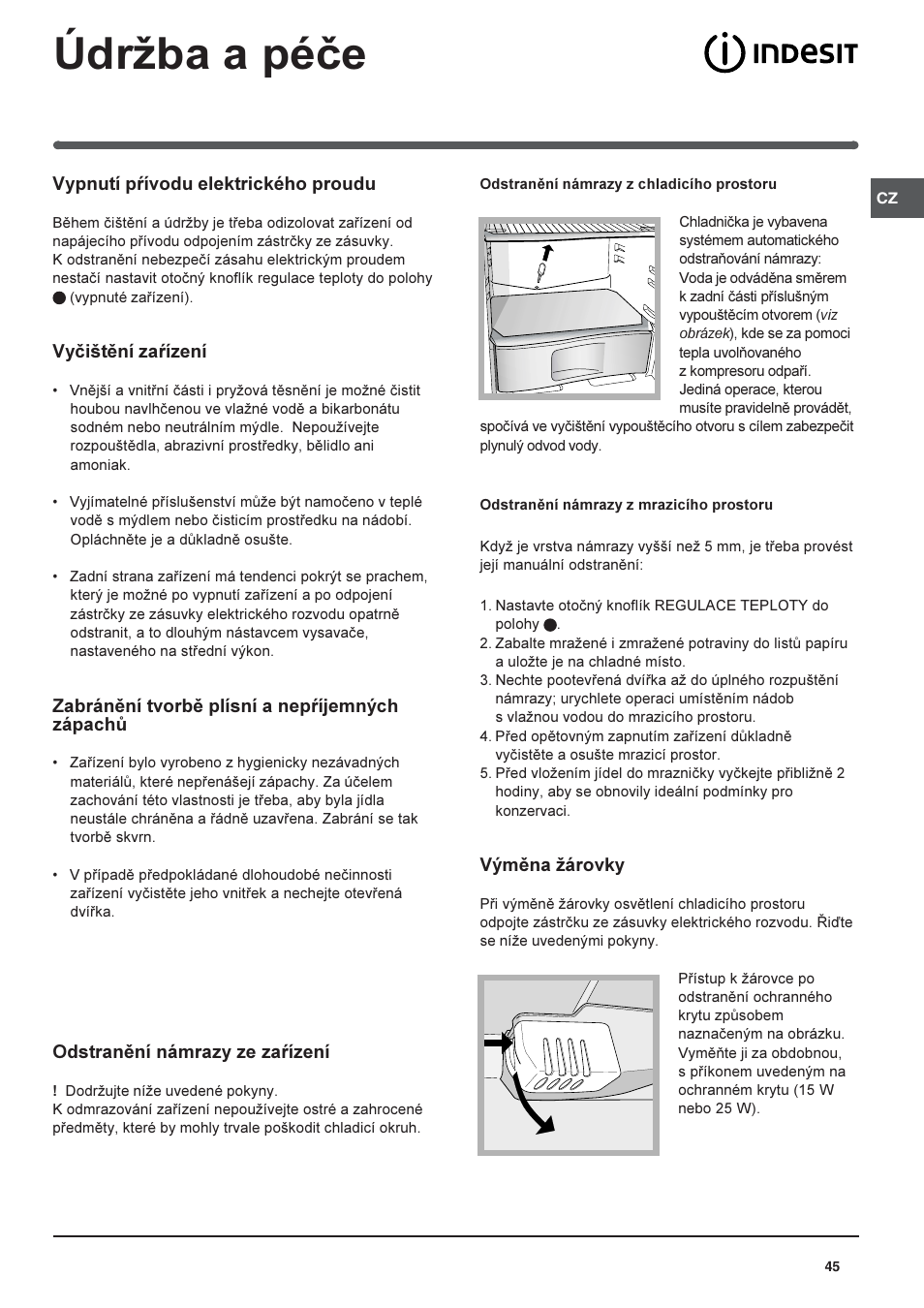 Údrba a péèe | Indesit RAA-24-N-(EU) User Manual | Page 45 / 80