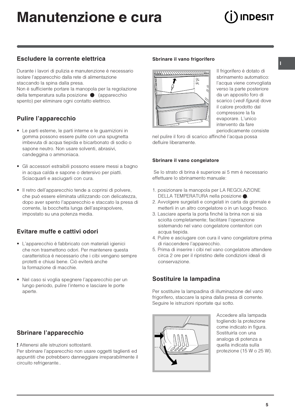 Manutenzione e cura | Indesit RAA-24-N-(EU) User Manual | Page 5 / 80
