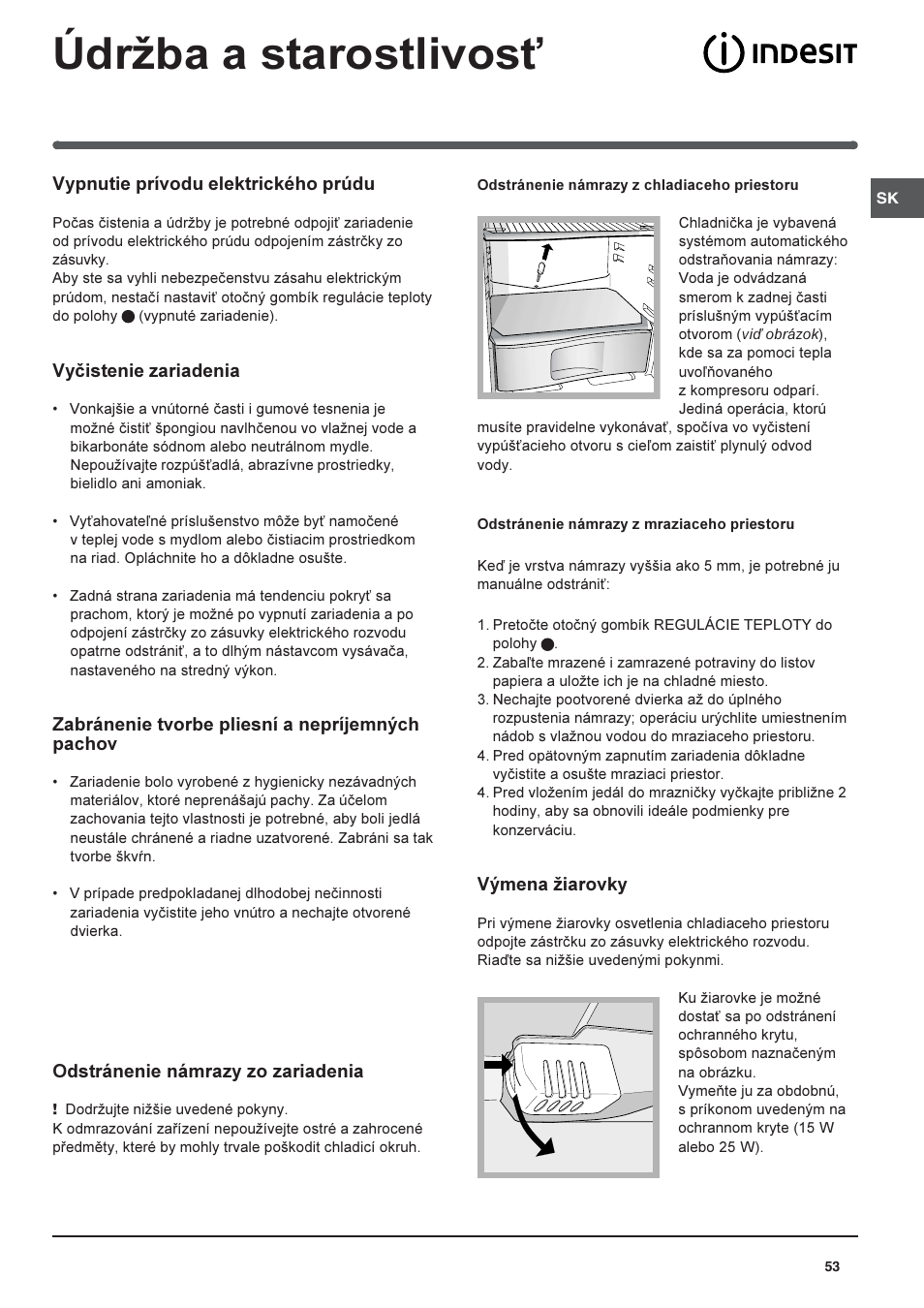 Údrba a starostlivos | Indesit RAA-24-N-(EU) User Manual | Page 53 / 80