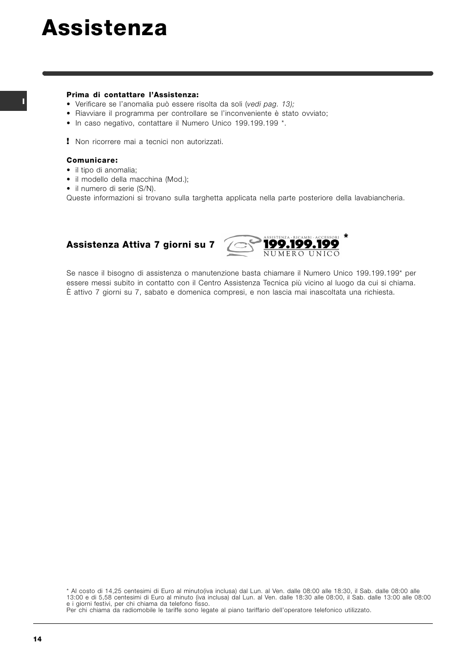 Assistenza | Indesit IWME-8-(EU) User Manual | Page 14 / 56