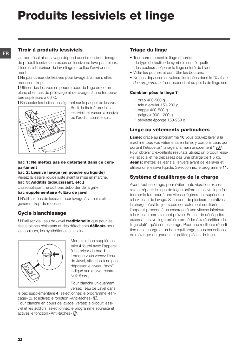 Produits lessiviels et linge | Indesit IWC-71251-C-ECO-EU User Manual | Page 22 / 72