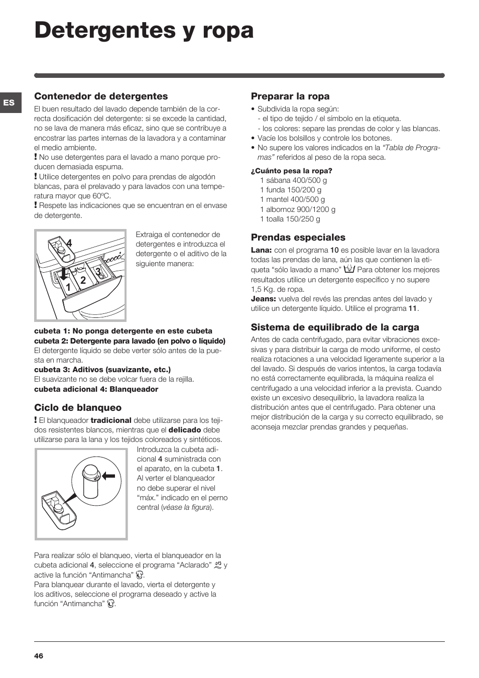 Detergentes y ropa | Indesit IWC-71251-C-ECO-EU User Manual | Page 46 / 72