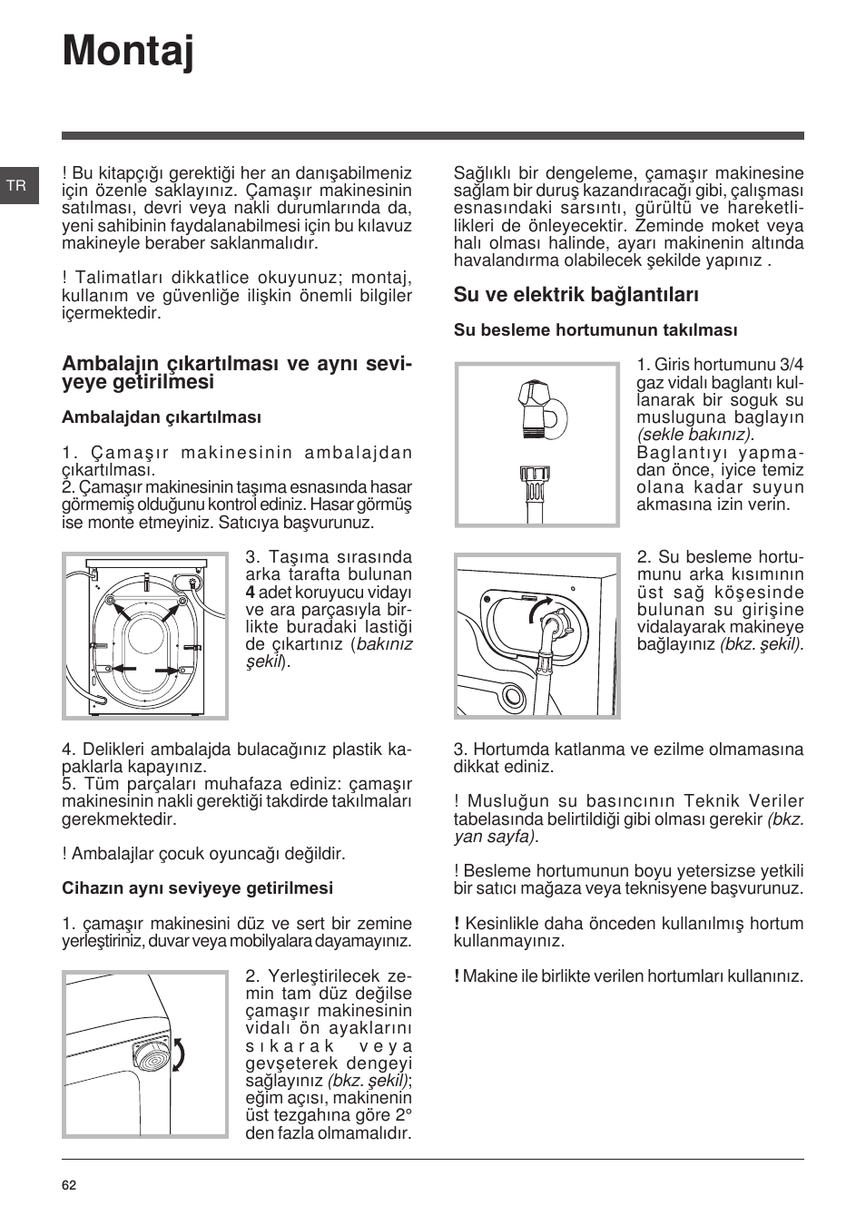 Montaj | Indesit IWC-71251-C-ECO-EU User Manual | Page 62 / 72