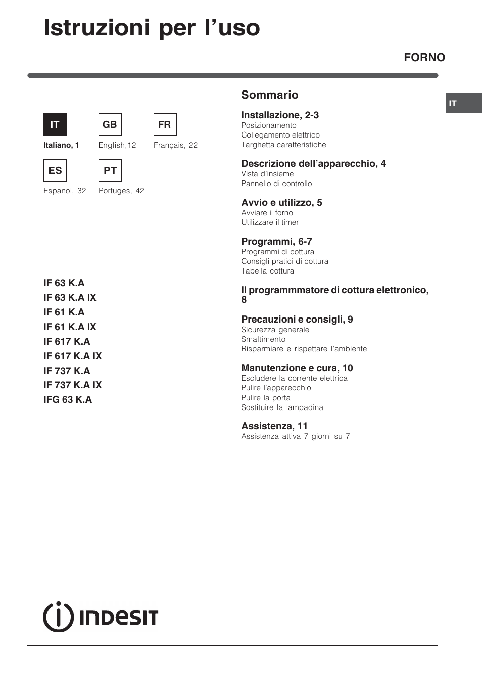 Indesit IFG-63-K.A-(BK) User Manual | 52 pages