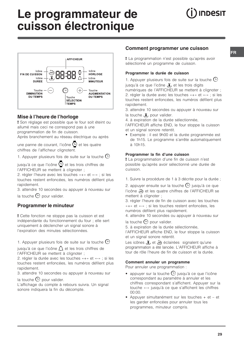 Le programmateur de cuisson électronique | Indesit IFG-63-K.A-(BK) User Manual | Page 29 / 52
