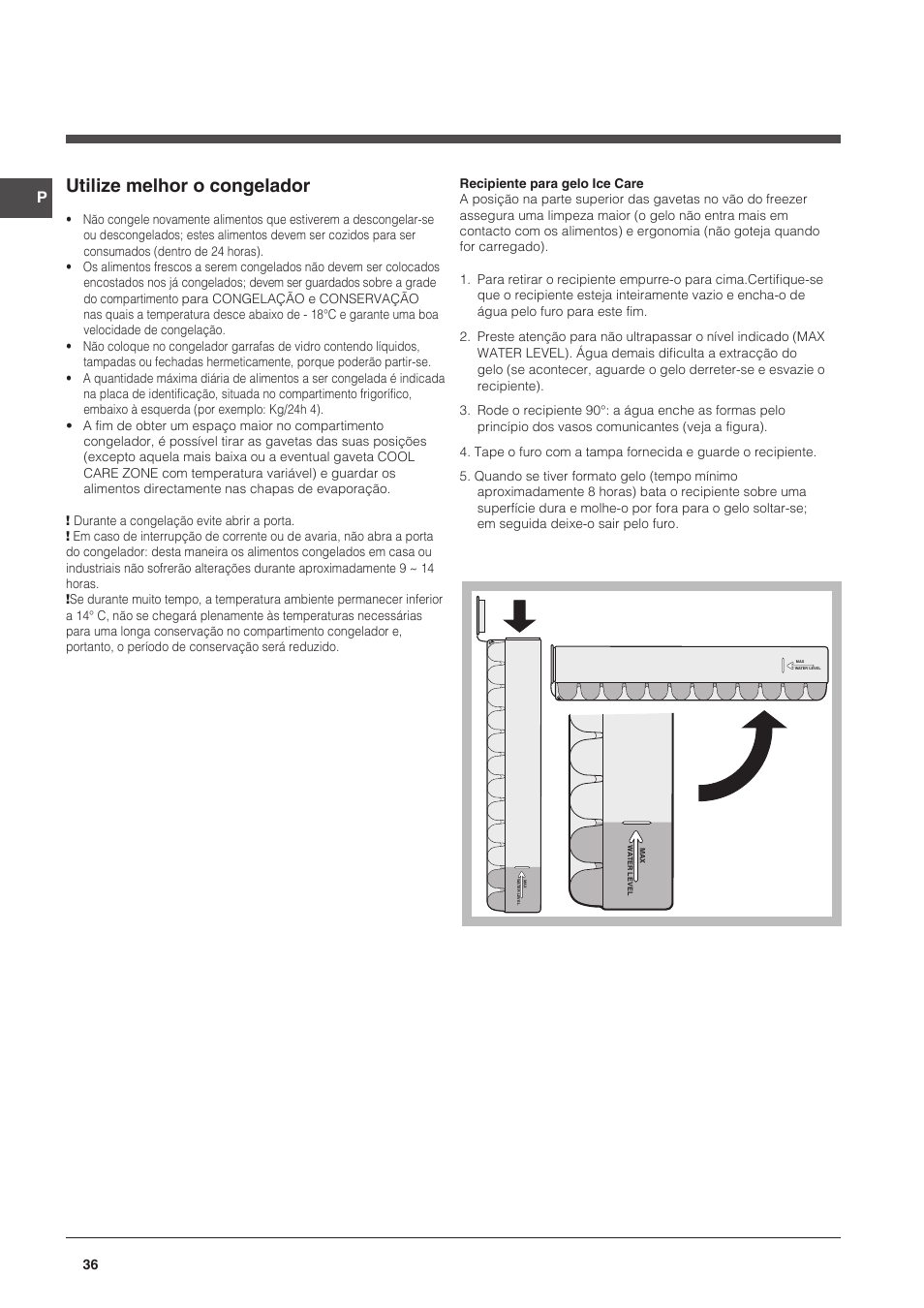 Utilize melhor o congelador | Indesit CAA 55 NX User Manual | Page 36 / 92