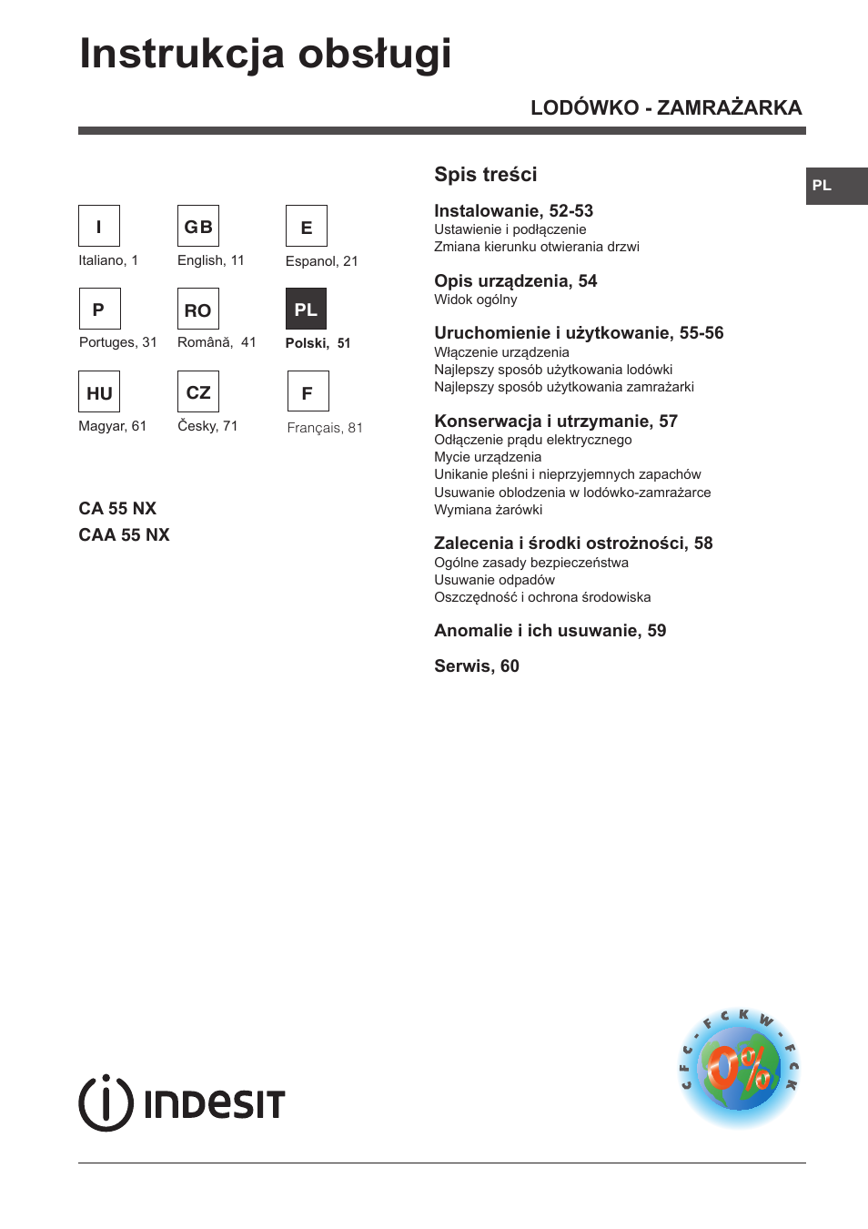 Indesit CAA 55 NX User Manual | Page 51 / 92