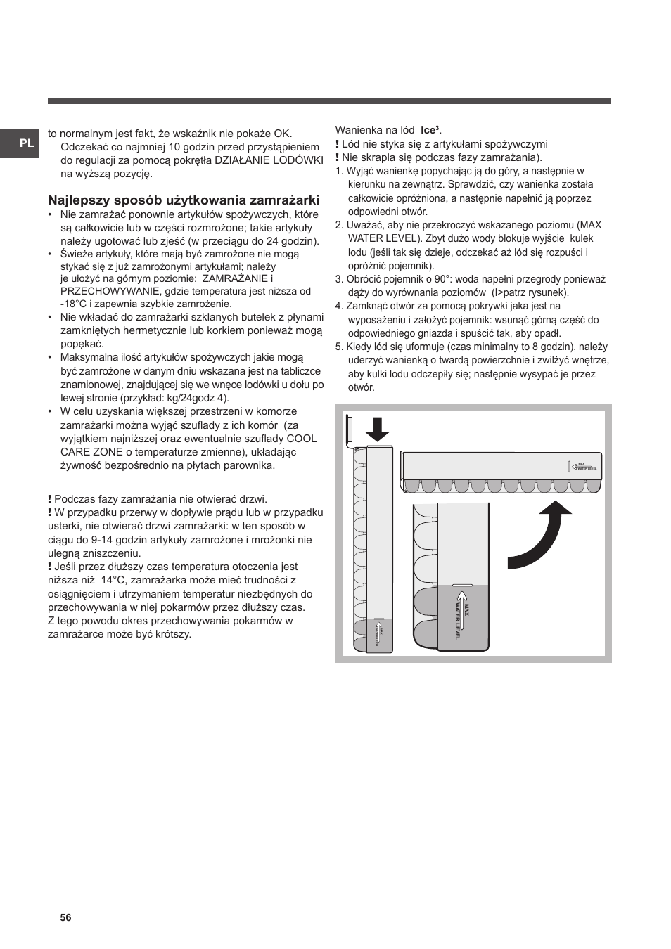 Najlepszy sposób użytkowania zamrażarki | Indesit CAA 55 NX User Manual | Page 56 / 92