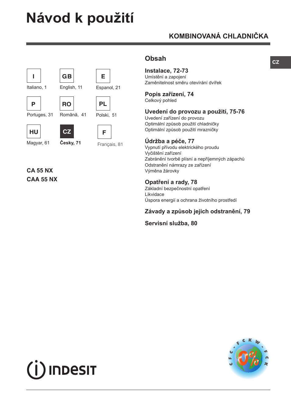 Indesit CAA 55 NX User Manual | Page 71 / 92