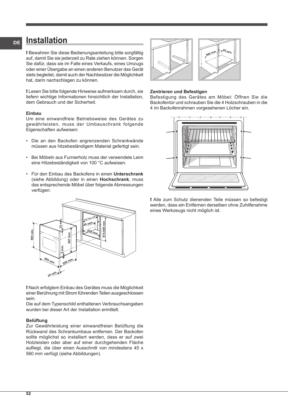 Installation | Indesit IF-89-K.A-IX-S User Manual | Page 52 / 76
