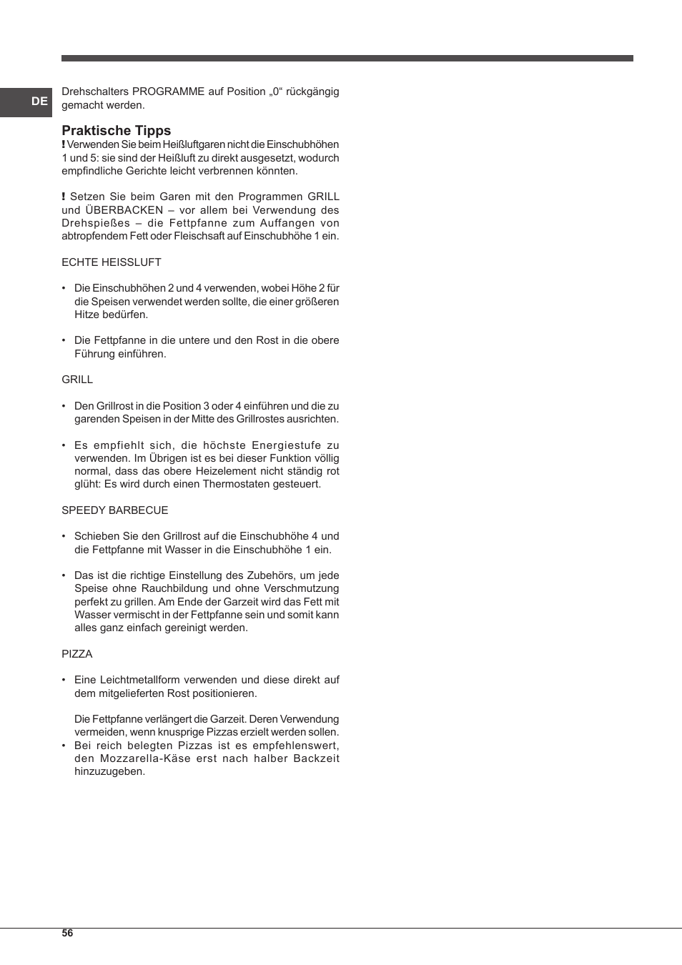 Praktische tipps | Indesit IF-89-K.A-IX-S User Manual | Page 56 / 76