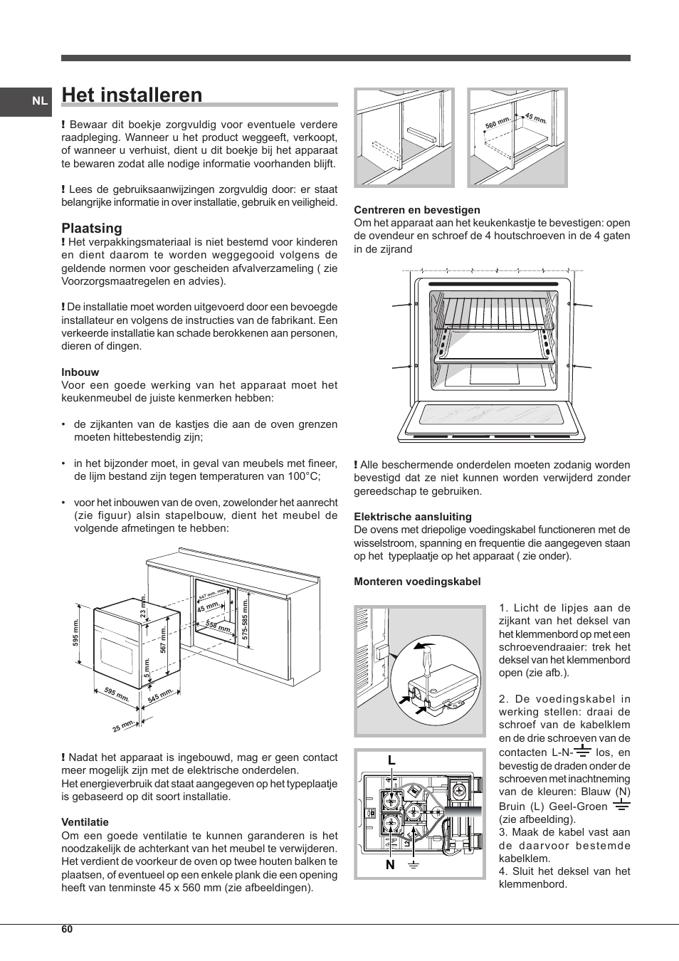 Het installeren, Plaatsing | Indesit IF-89-K.A-IX-S User Manual | Page 60 / 76