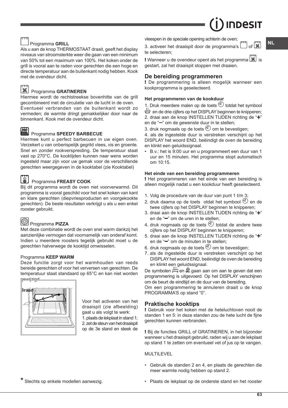 De bereiding programmeren, Praktische kooktips | Indesit IF-89-K.A-IX-S User Manual | Page 63 / 76