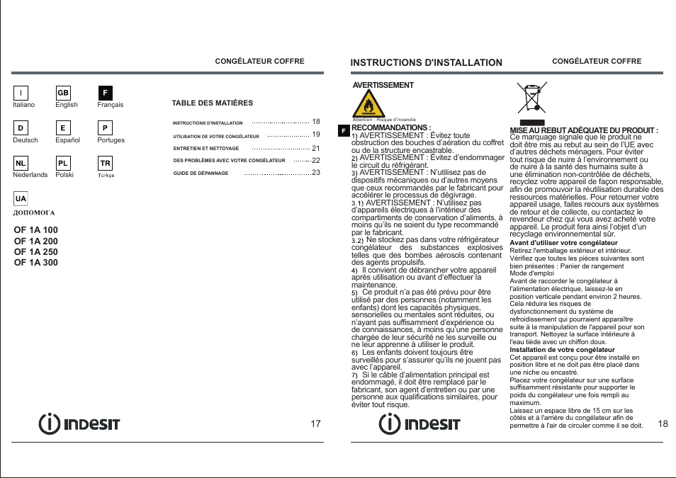 页 11 | Indesit OF-1A-100 User Manual | Page 11 / 44